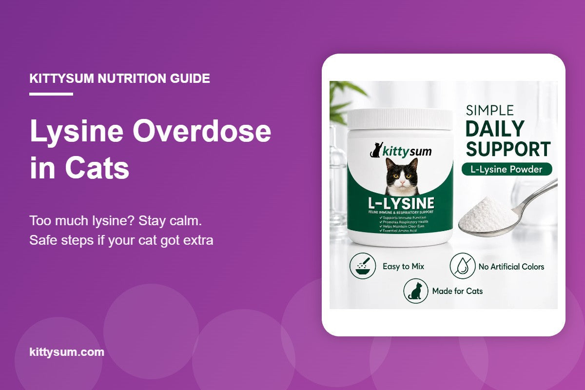 Lysine overdose in cats demonstration for cat owners: featured image for the too much lysine safety guide